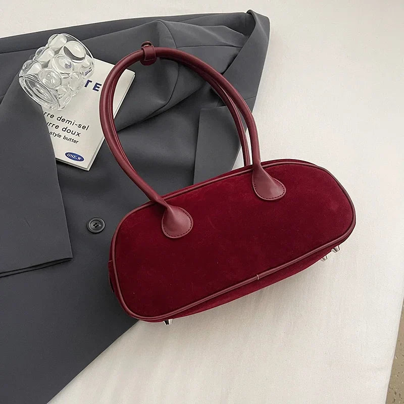 Faux Suede Retro Shoulder Bag for Women