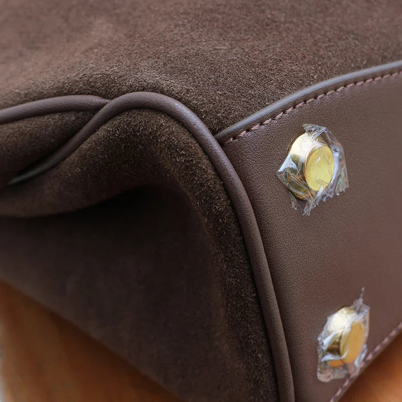 Suede Leather Frosted Shoulder Kellybag