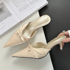 Butterfly-knot Pointed Toe Mules Thin Heels Shoes