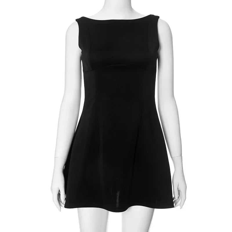 Sleeveless High Waist Backless Mini Dresses