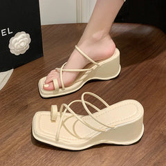 Wedge Platform Square Toe Sandals