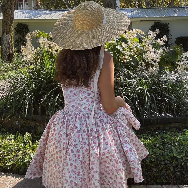 Flower Printed Open Back A-line Corset Mini Dress