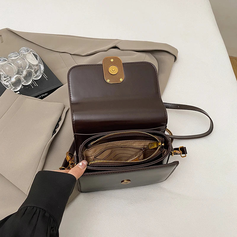 Mini PU Leather Flap Crossbody Bag