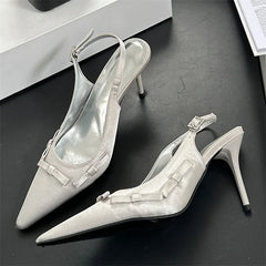 Butterfly-knot Pointed Toe Buckle Strap Mule Shoes