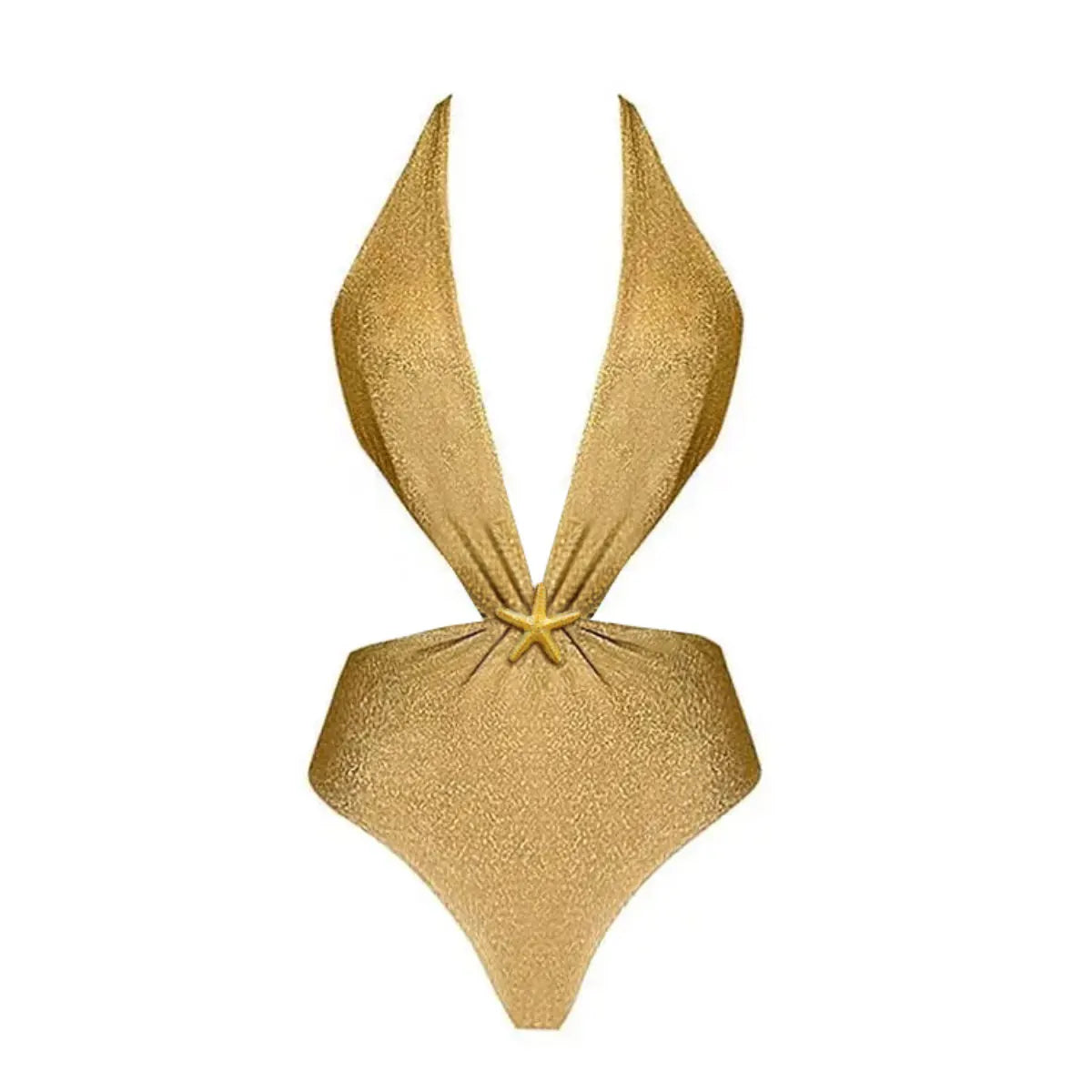 2Pcs Deep V One Piece Swimsuit Shiny Star Bikini