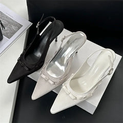 Butterfly-knot Pointed Toe Buckle Strap Mule Shoes