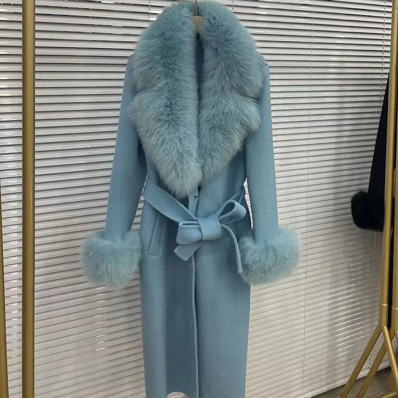 Long Coat with Big Faux Fur Collar