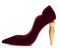 Metal Decoration Lipstick High Heels Pumps Shoes