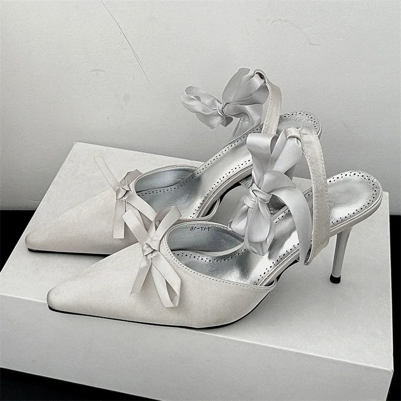 Butterfly-knot Ankle Lace Up Thin Low Heels Sandals