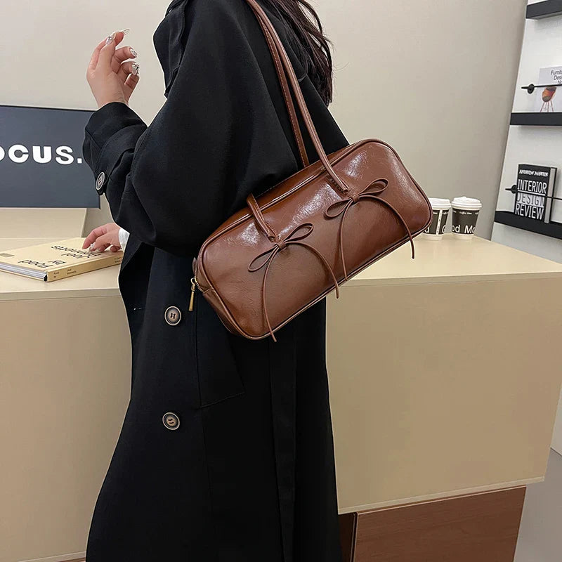 Small Bow Tie Faux Leather Shoulder Bags