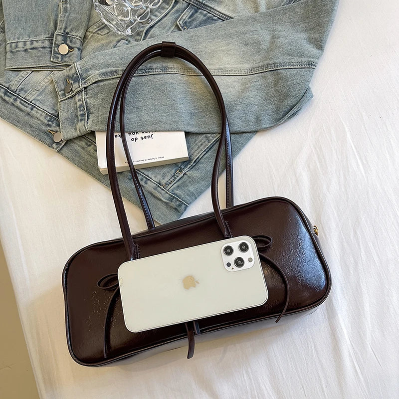 Small Bow Tie Faux Leather Shoulder Bags
