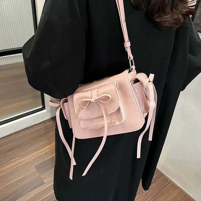 Faux Leather Trend Y2K Bow Tie Handbags