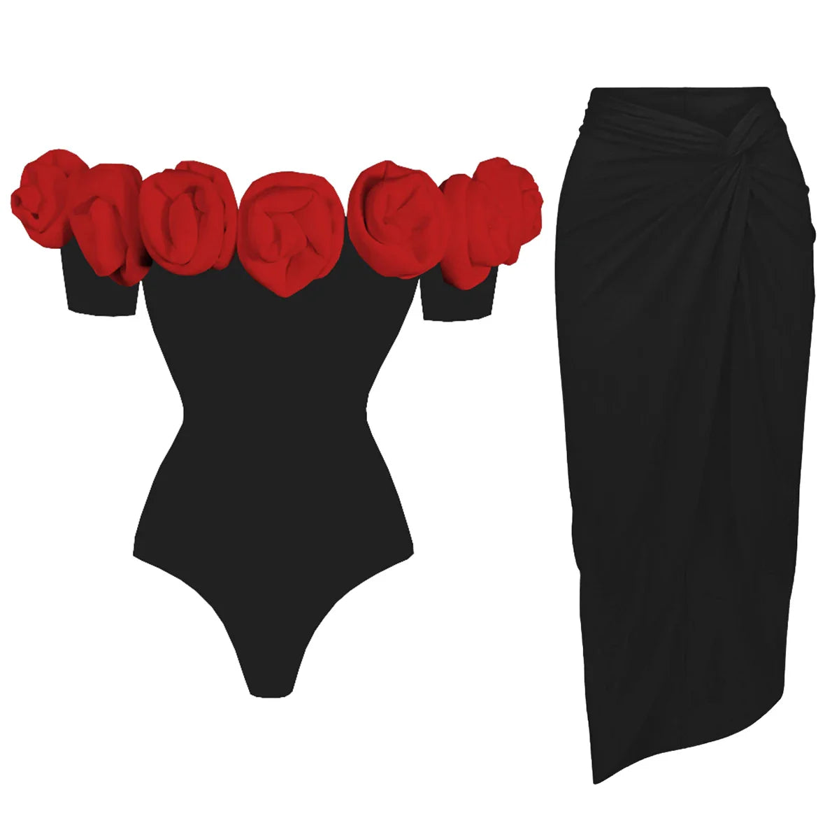 3D Flower Ruffle Printed Push-Up Women's Bikini Set