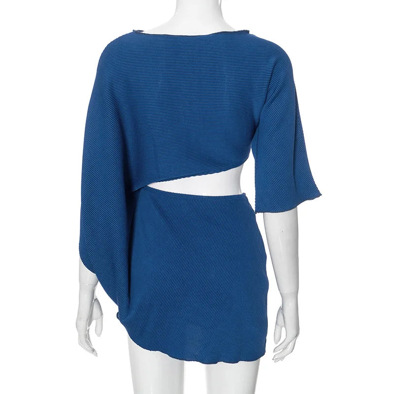 Cutout Mini Dress Short Sleeve & Loose Fit