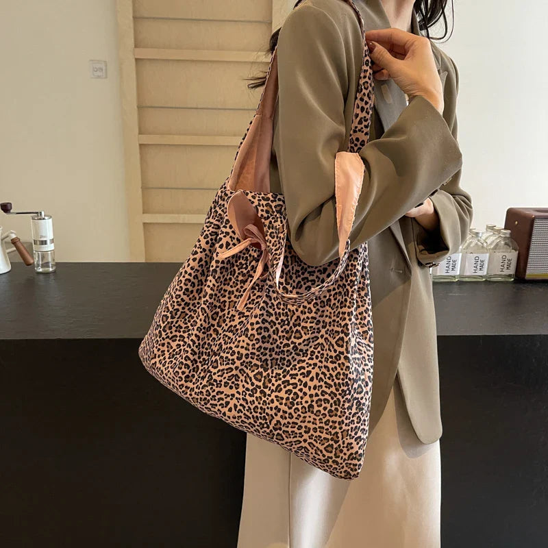 Large Leopard Cloth Underarm Tote Bags