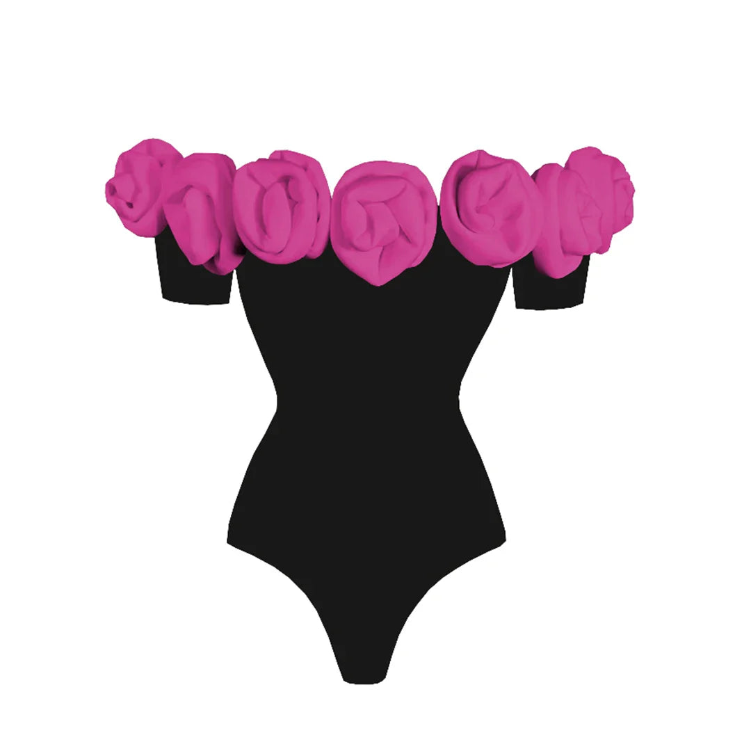3D Flower Ruffle Printed Push-Up Women's Bikini Set