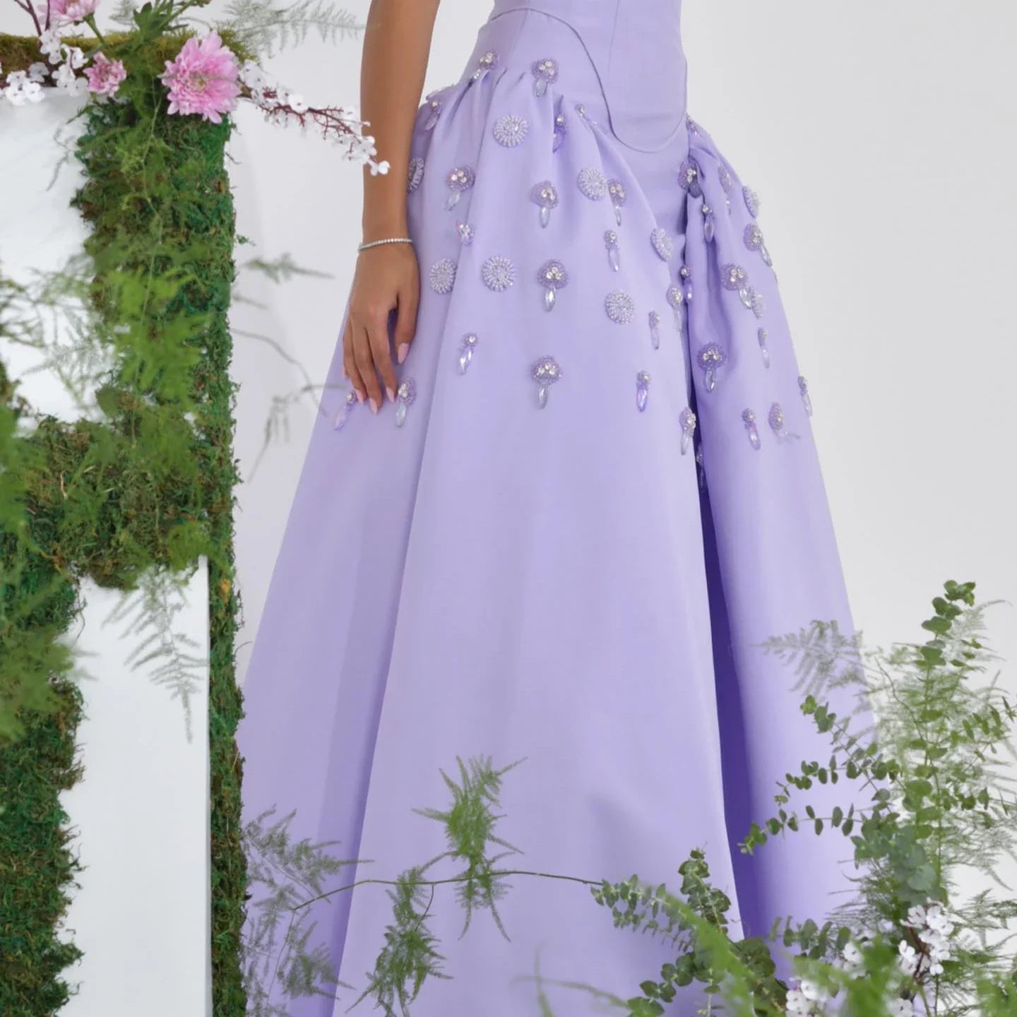 Lilac Pearl A-Line Evening Dress