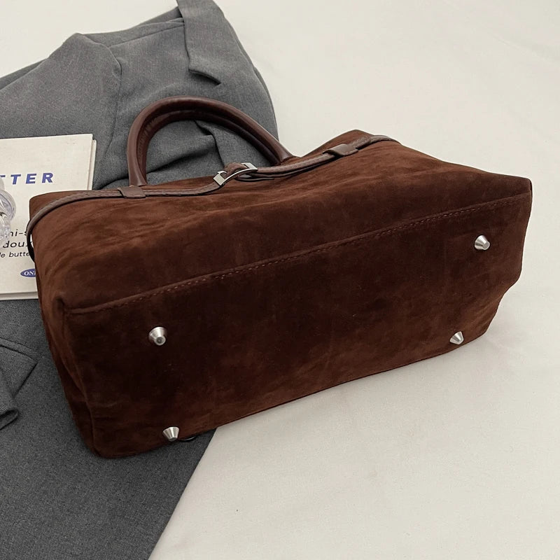 Retro Velvet Leather Tote Bags For Women
