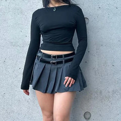 Basic Off Shoulder Long Sleeves Crop Top