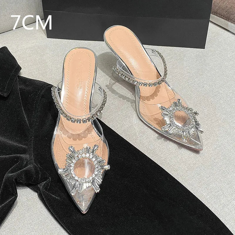 PVC Transparent Crystal Pointed Toe High Heels Shoes