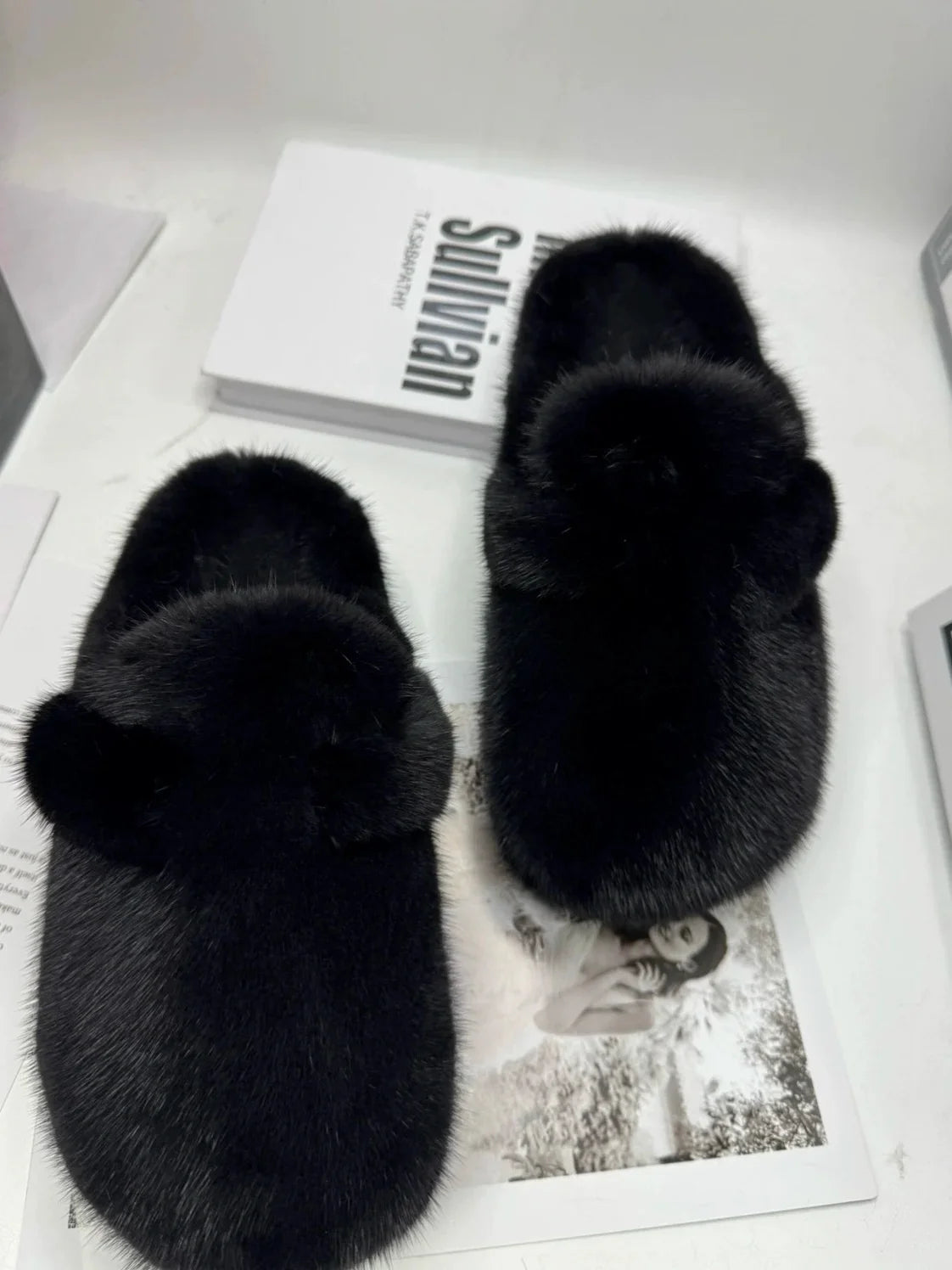 Mink Fur Flat Slipper Shoes
