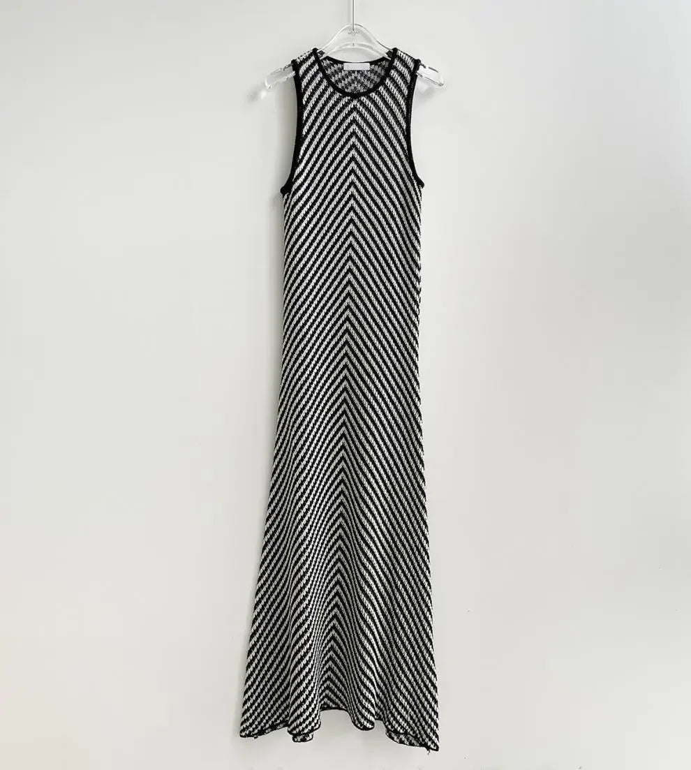 Striped Ribbed Midi Dress