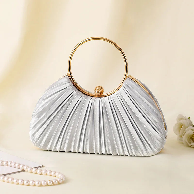 Vintage Pleated Evening Clutch Bag