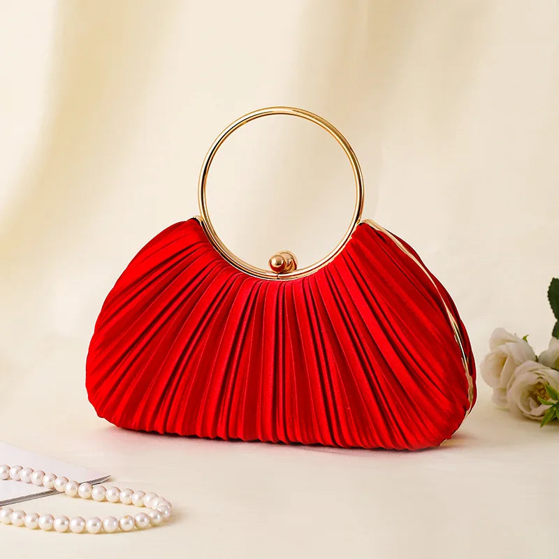 Vintage Pleated Evening Clutch Bag