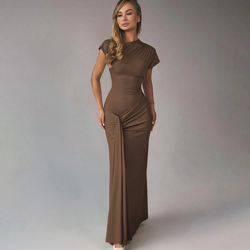 Short Sleeve Maxi Dress Curvy Silhouette & Flattering Tie-Up