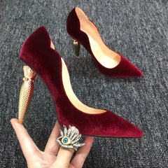 Metal Decoration Lipstick High Heels Pumps Shoes