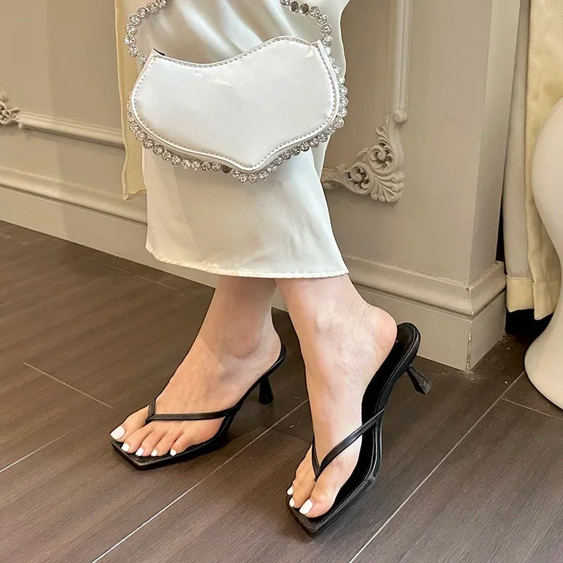 Square Clip Toe Thin Heels Ladies Sandals