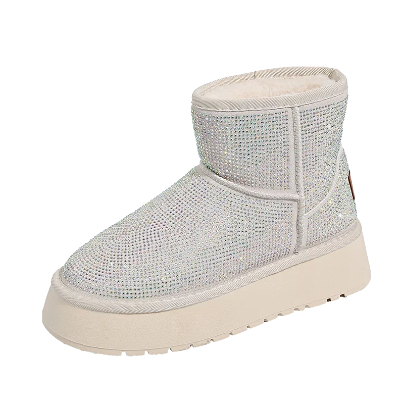 Suede Rhinestone Anti-slip Wear-resistant Short Boots