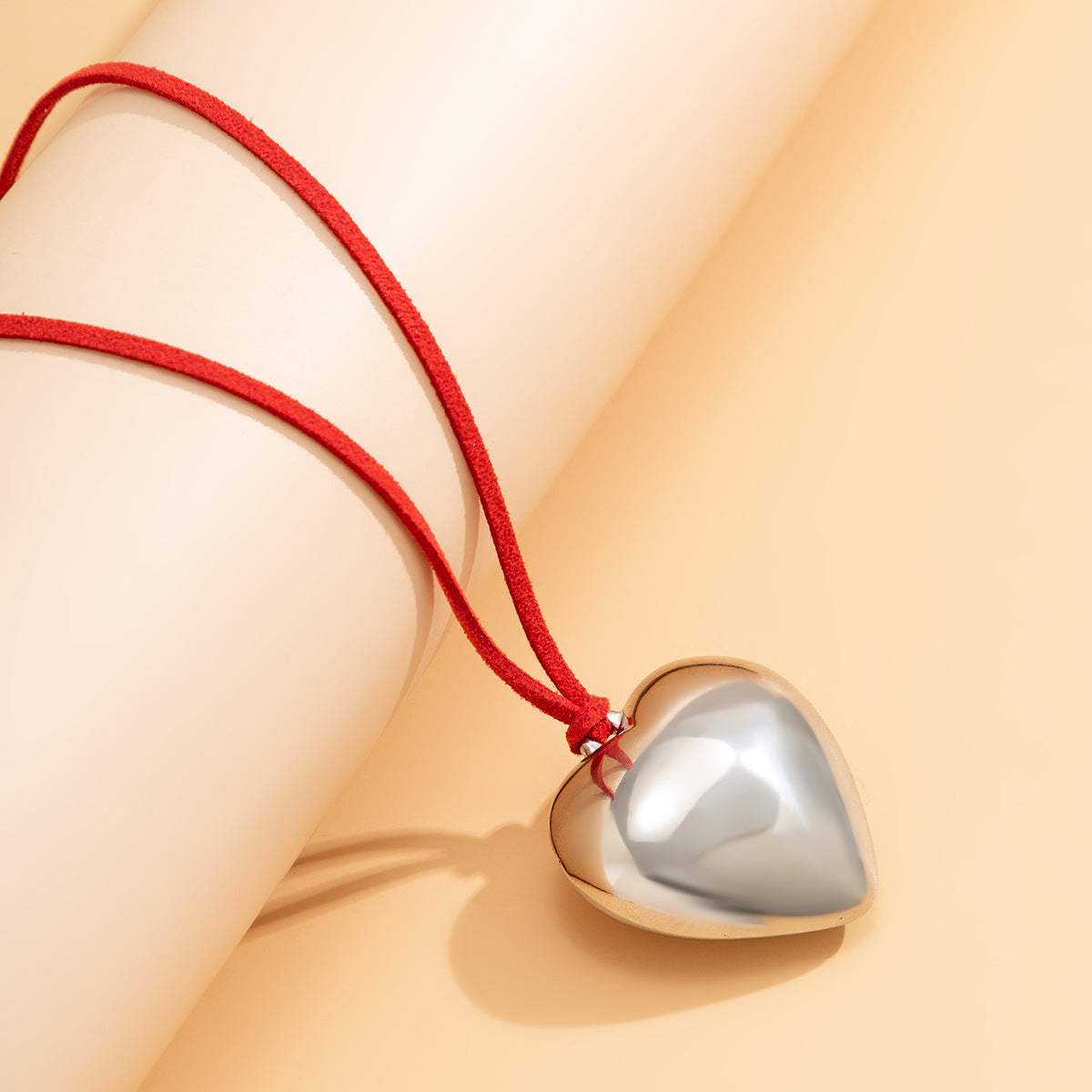 Silver Exaggerated Love Pendant Velvet String Necklace