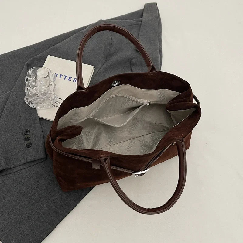Retro Velvet Leather Tote Bags For Women