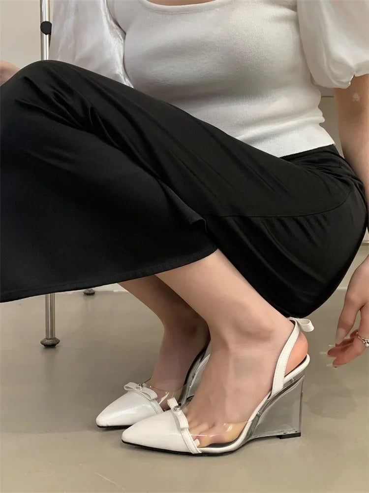 PVC Transparent Pumps Crystal Wedges Heels Shoes
