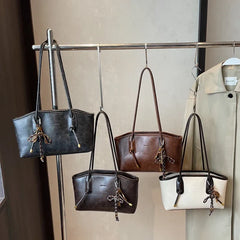 Faux Leather Zipper Retro Tote Bag