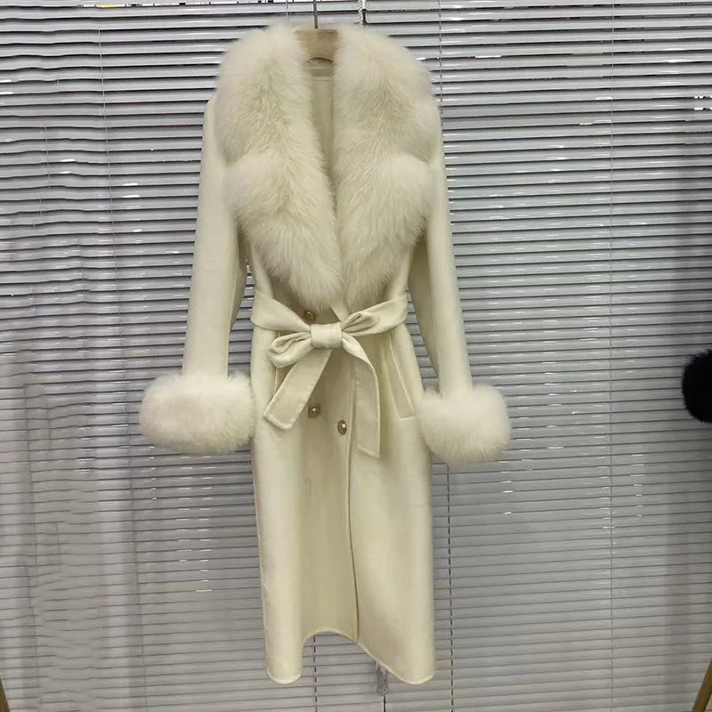 Long Coat with Big Faux Fur Collar