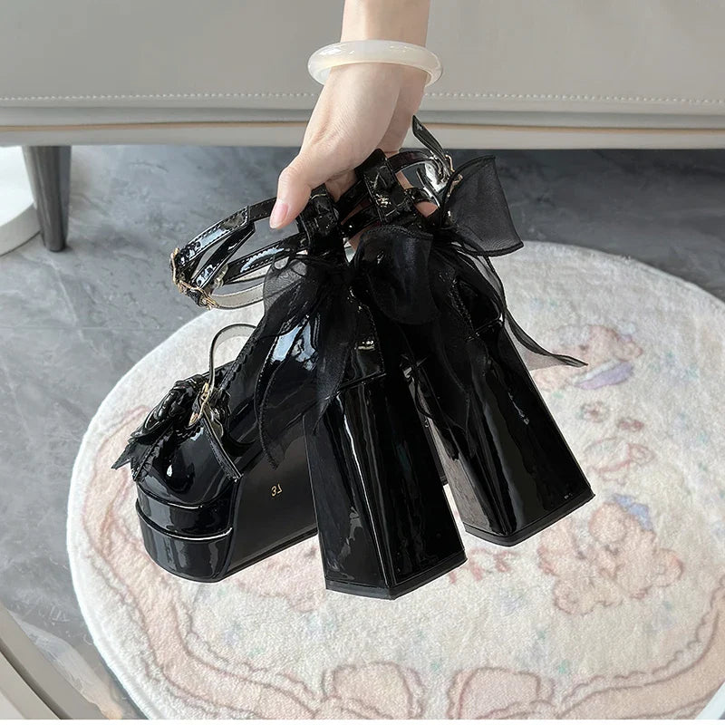 Platform High Heel Butterfly-knot Cross Strap Shoes