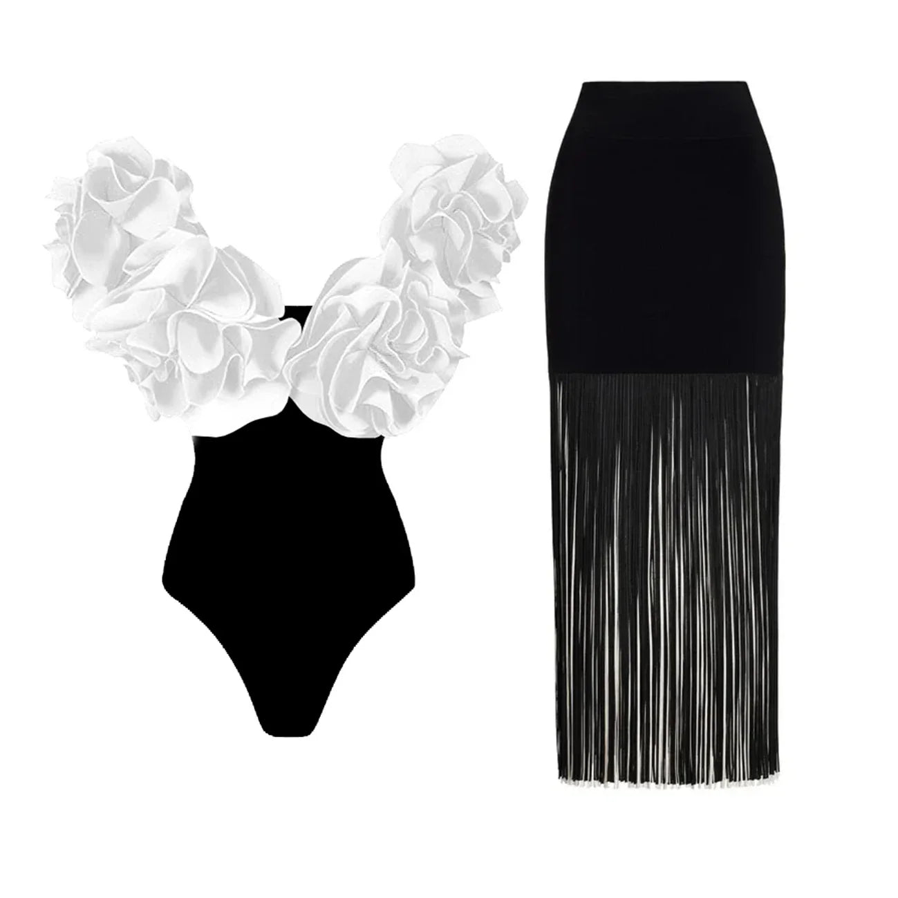 Flower Ruffle Push-Up Off-Shoulder Swimwear Set