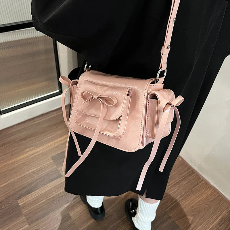 Faux Leather Trend Y2K Bow Tie Handbags