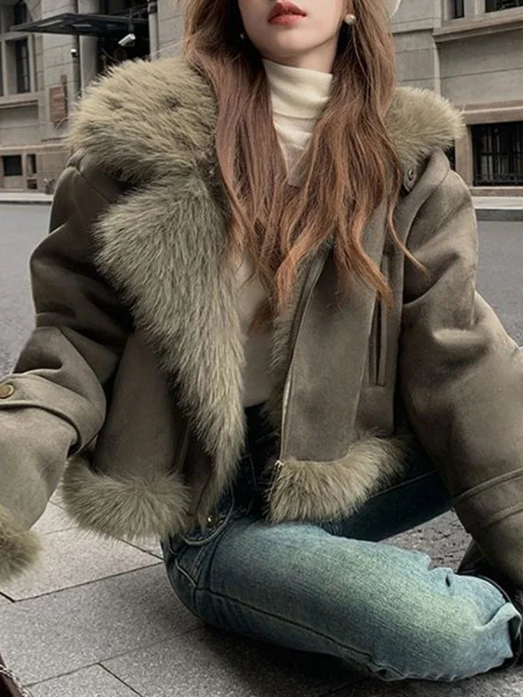 Faux Suede Leather Jacket