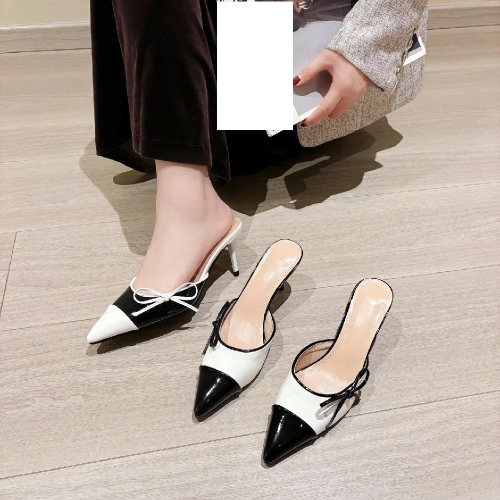 Butterfly-knot Pointed Toe Thin-Heeled Shoes