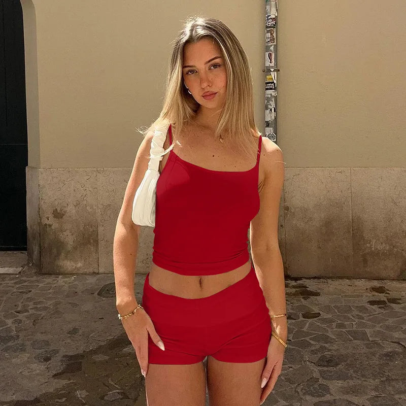 Camisole Top and Female Shorts Two Piece Set