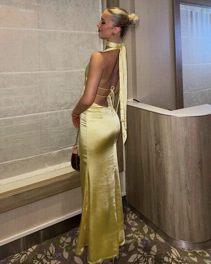 Satin Open Back Dress