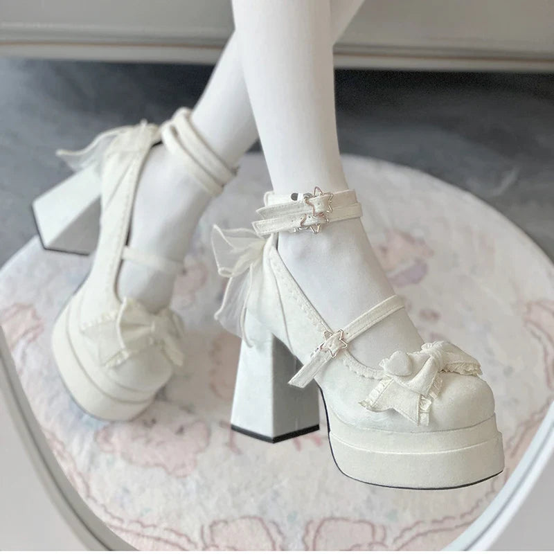 Platform High Heel Butterfly-knot Cross Strap Shoes