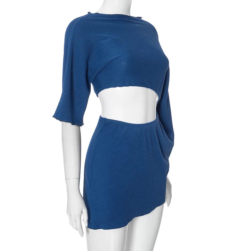 Cutout Mini Dress Short Sleeve & Loose Fit