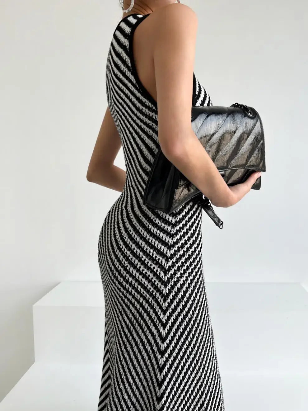 Striped Ribbed Midi Dress