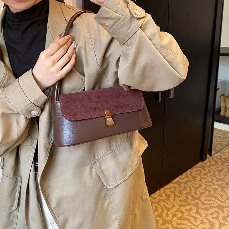 Faux Leather Small Flap Underarm Bags