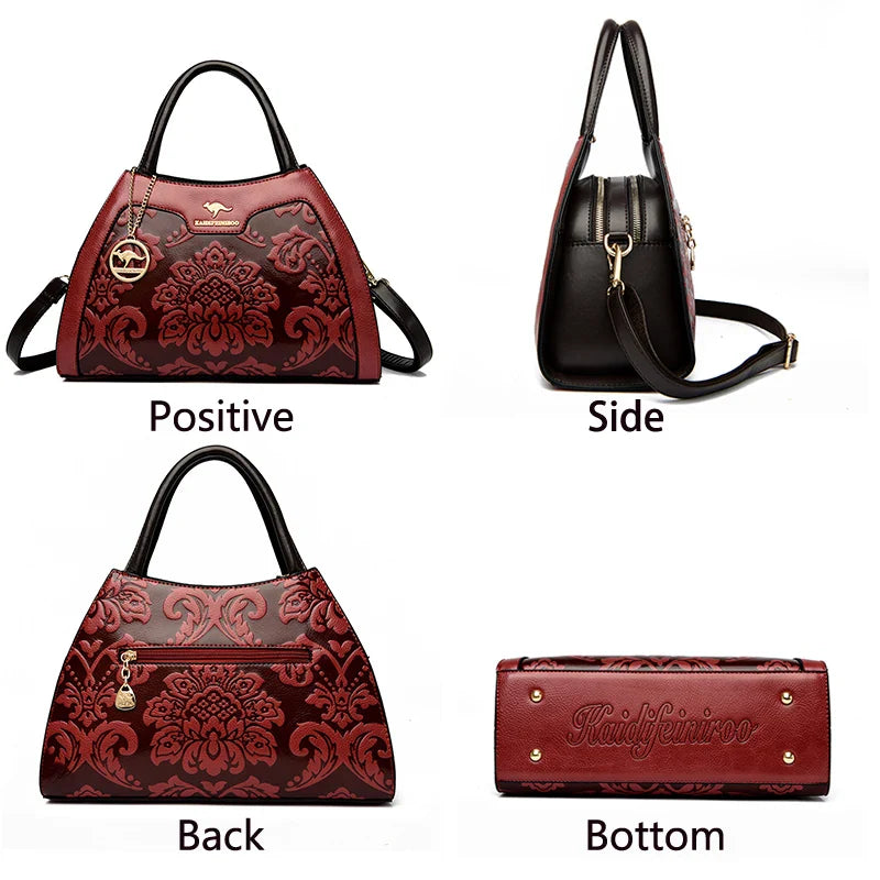 Zipper Pocket Crossbody Women Leather Shoulder Bags