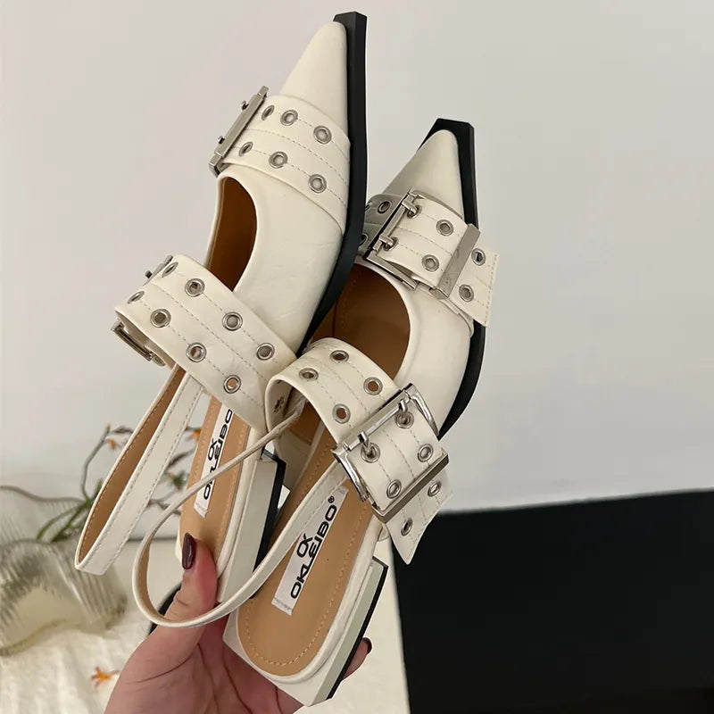Buckle Sling back Pointed Toe Mules